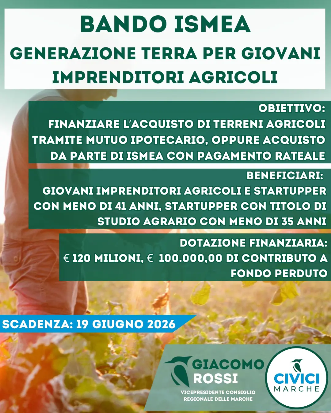 AGEVOLAZIONI ISMEA 2026 per giovani imprenditori agricoli